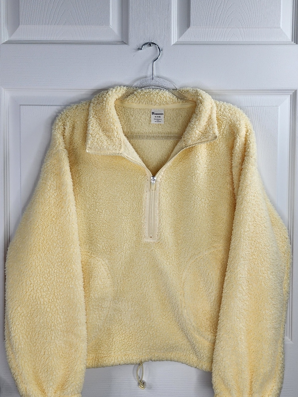 No Boundaries Pastel Yellow Fleece Quarter-Zip Pullover - Size XL (16-18)
